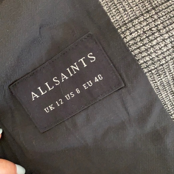 All Saints / Helei check glen plaid oversize double breasted Blazer Uk 12 US 8 - Picture 4 of 5